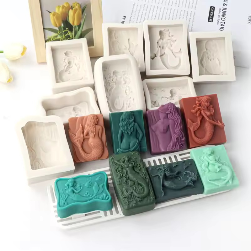 Candle Making Supplies Online - Rectangle Ocean-Style 3D Mermaid Candle Mold